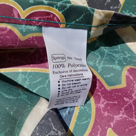 Vintage SPRINGS Shower Curtain 69 x 69 Art Decor Maroon Dark Green Gold 90s - Picture 11 of 15